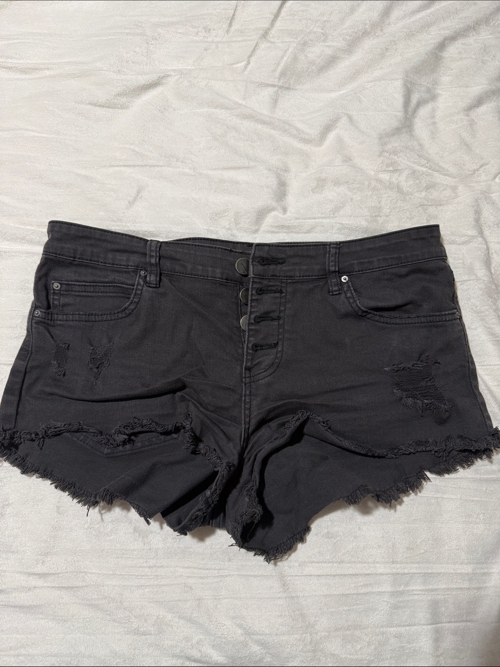 Billabong Black Distressed High-Rise Denim Shorts
